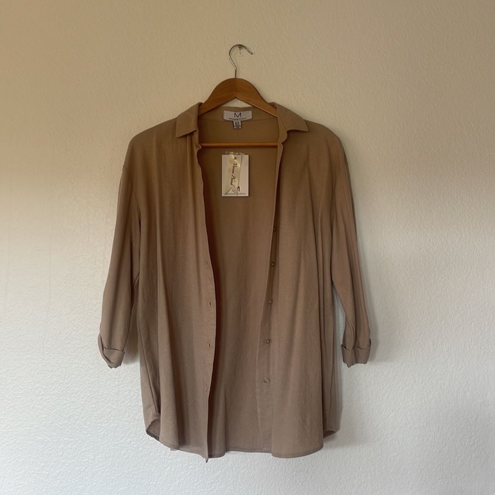 Tan button up - Picture 3 of 5
